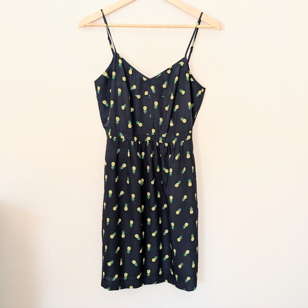 J. Crew Pineapple Print Navy Dress